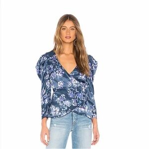 Majorelle Women's Floral Wrap Top - Blue S